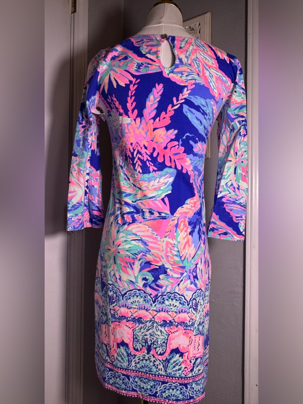 Lilly Pulitzer Bay Dress Multi Sunset Safari Print XS Cotton Dress Vacation - Picture 6 of 17
